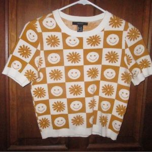 Forever 21 Smiley yellow Crop Sweater Top